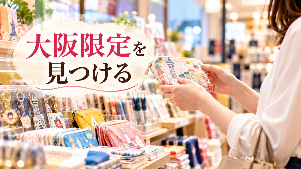 大阪限定を見つける 大阪でしか買えないお土産・雑貨|限定グッズを選ぶ女性のイメージ