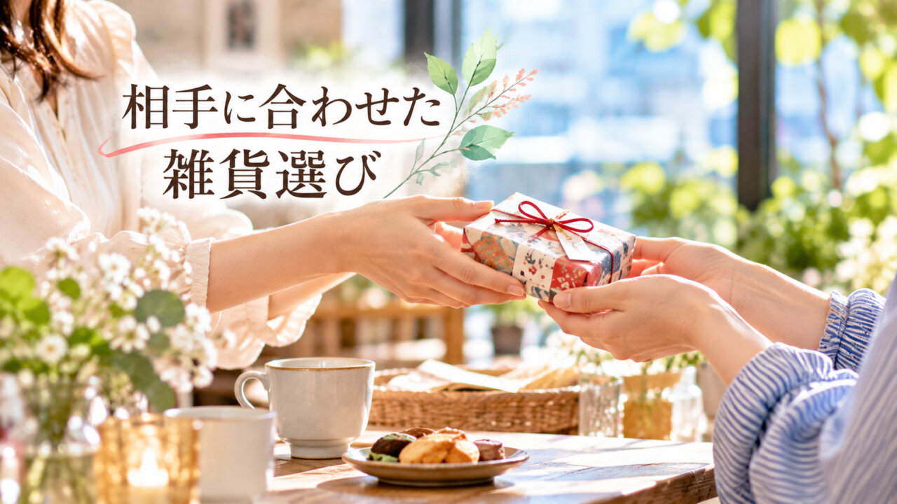 相手に合わせた雑貨選び 大阪でしか買えないお土産・雑貨|女性同士が小さな贈り物を手渡すイメージ