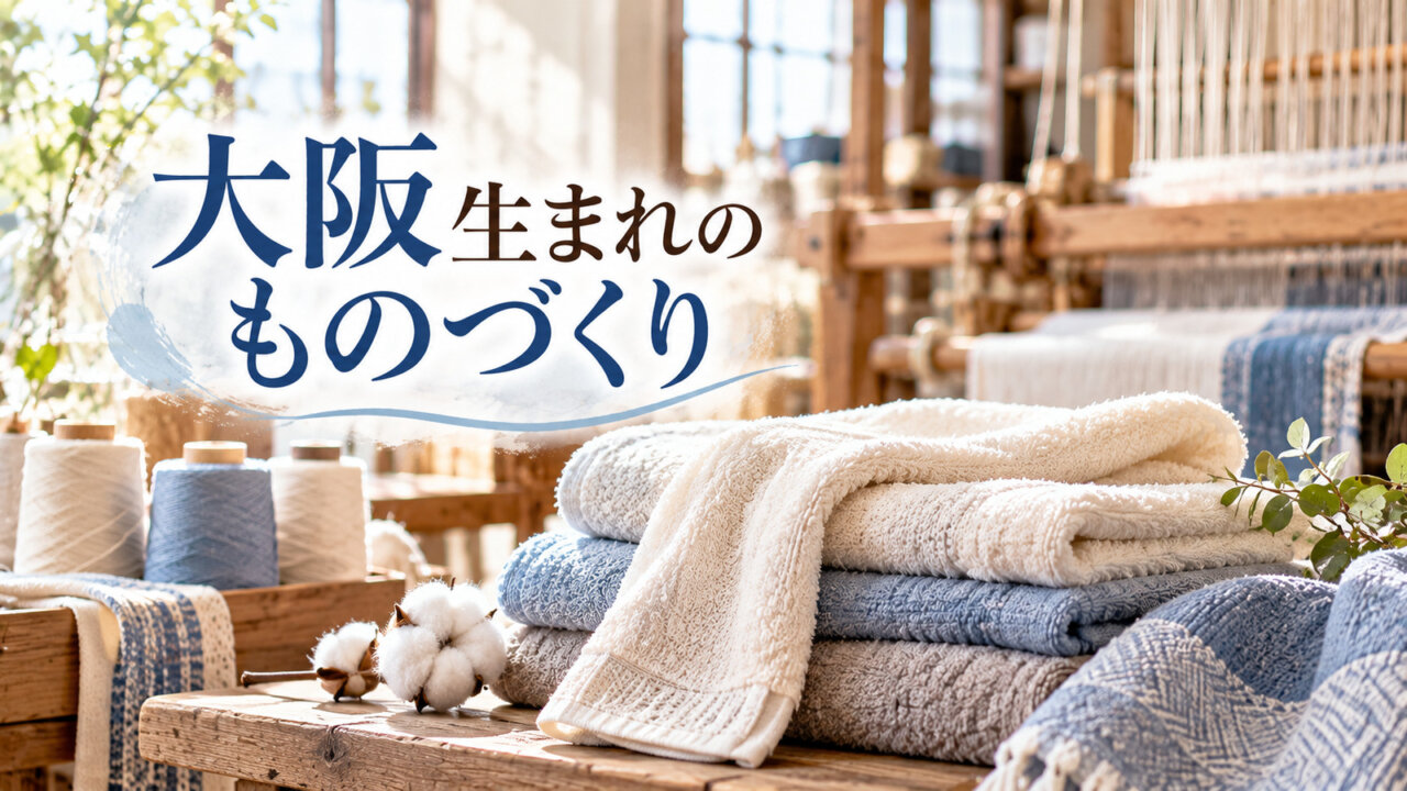 大阪生まれのものづくり 大阪でしか買えないお土産・雑貨|泉州タオルなど大阪のものづくりをイメージした写真