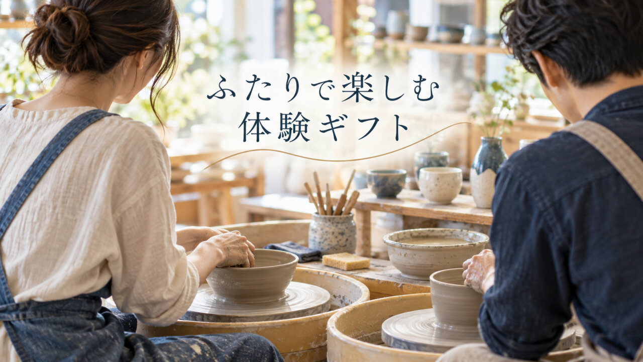 二人が陶芸工房で器を制作している後ろ姿と手元